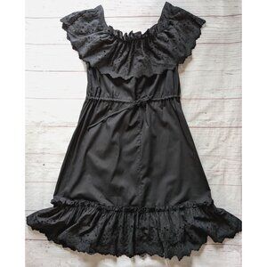 Cactus N.Y.C Women Dress Black Off Shoulders Above Knee Eyelets Drawstring Size5